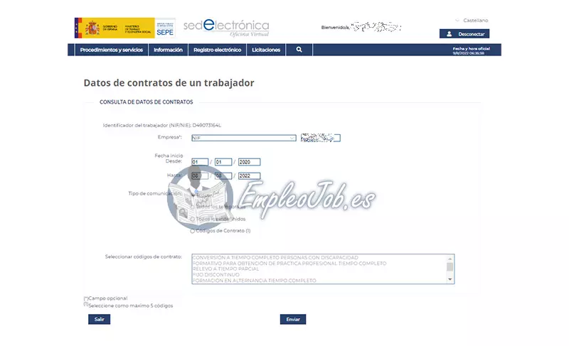 consulta contrato de trabajo en el SEPE