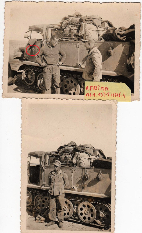 Voll mit Ausrüstung beladener Halbkettenfahrzeug mit AFRIKAKORPS