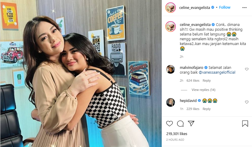 Celine Evangelista ungkap soal janji dan momen terakhir bersama Vanessa Angel