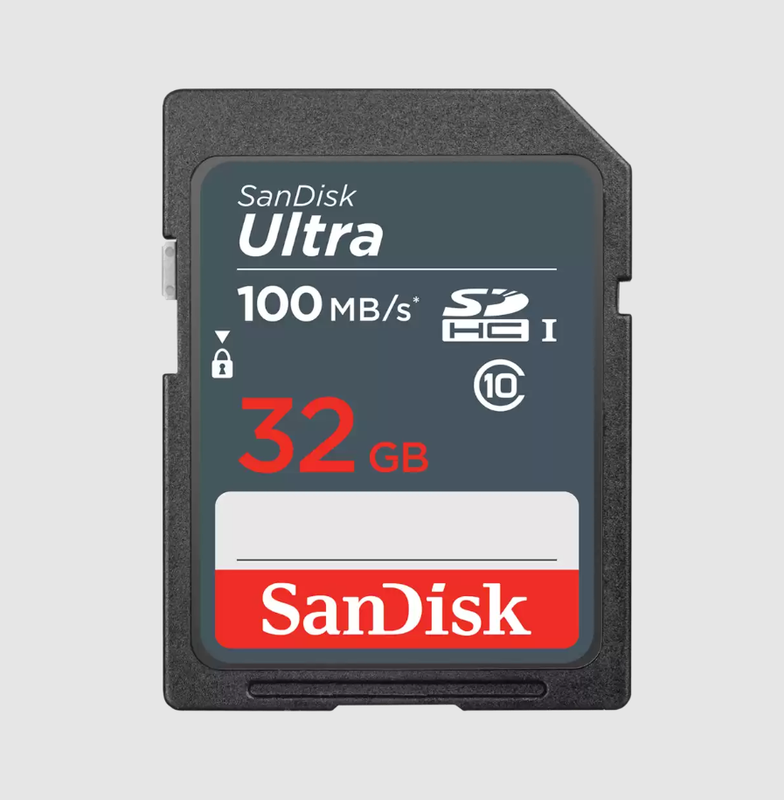 Tarjeta de memoria SDHC SanDisk Ultra de 32 GB.