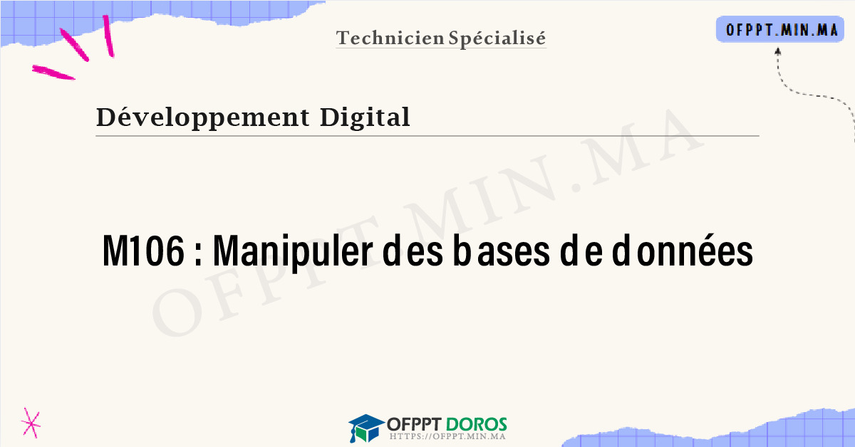 Sommaire détaillé du cours Manipuler des bases de données M106 OFPPT - Structure du module