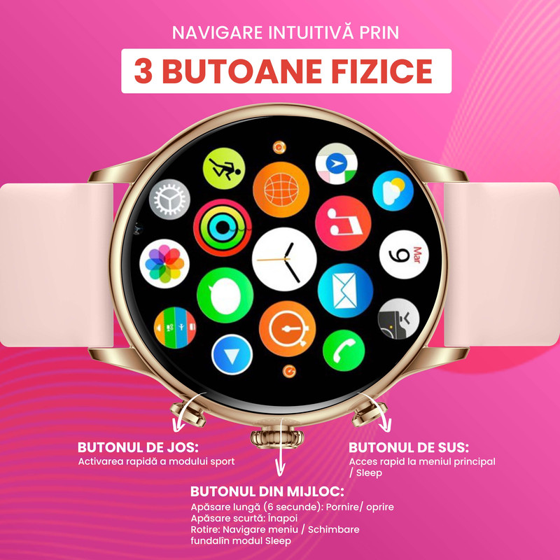 Smartwatch barbati elegant bratara metalica