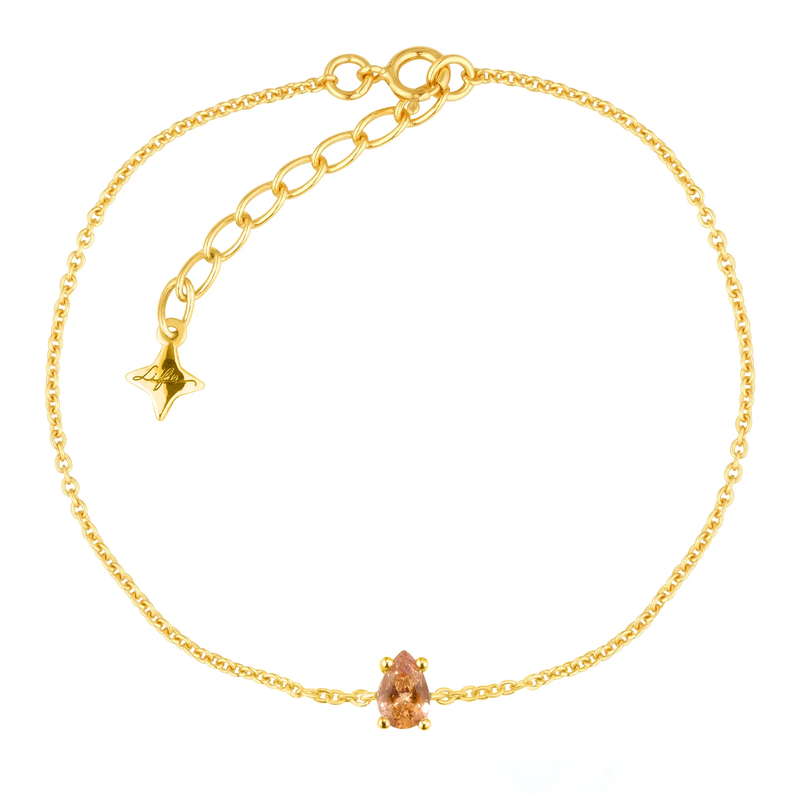 Pulseira Life Auba em Prata 925 com Banho de Ouro Amarelo 18k e Pedra Champanhe