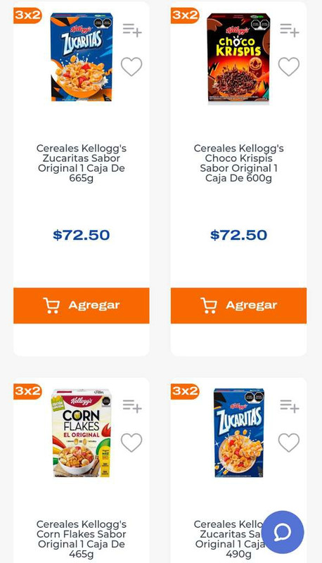 Chedraui en línea: cereales Kellogg's al 3x2 
