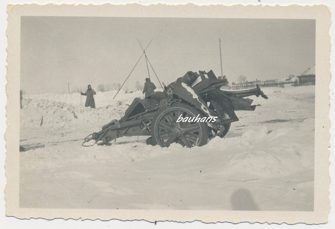 Foto Russland-Feldzug Geschütz-Rohrkrepierer 2.WK