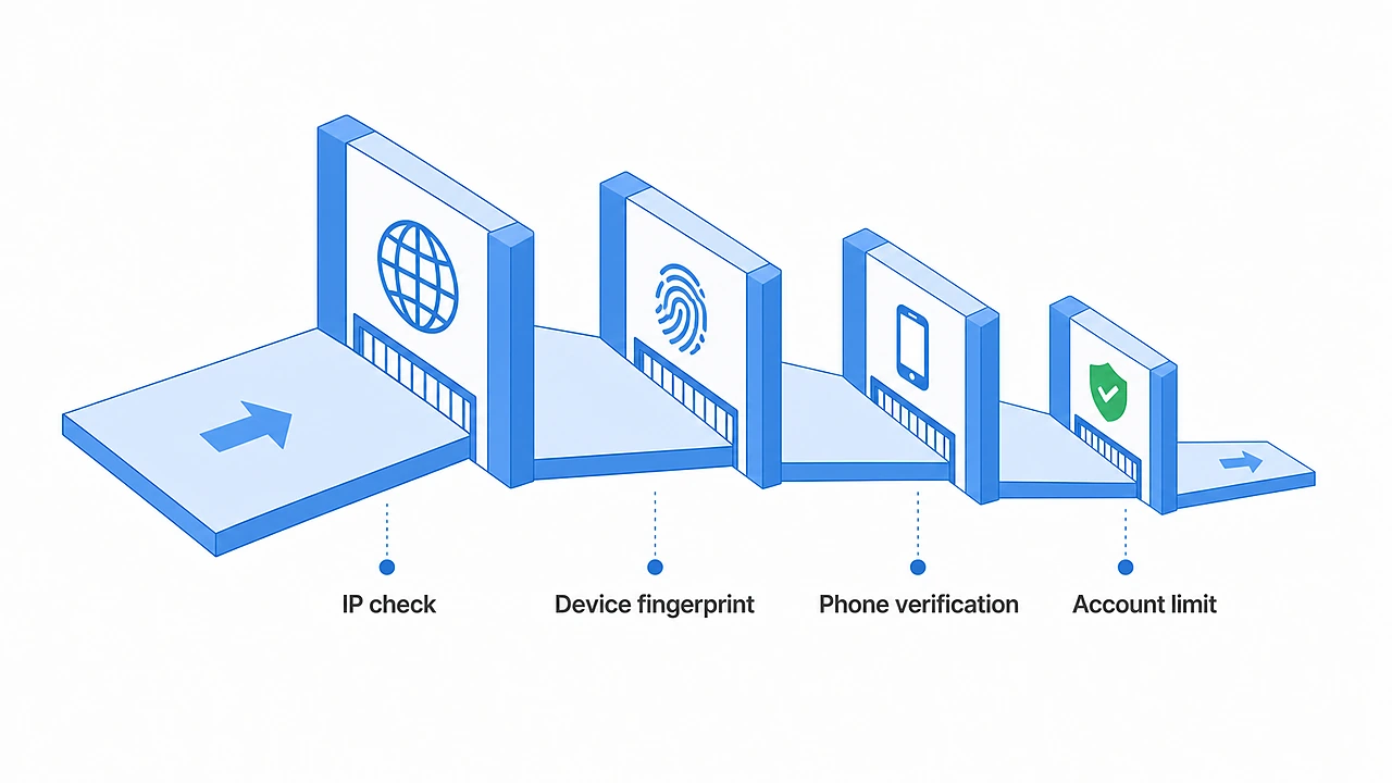 Google verification barriers and account limits that block bulk signups