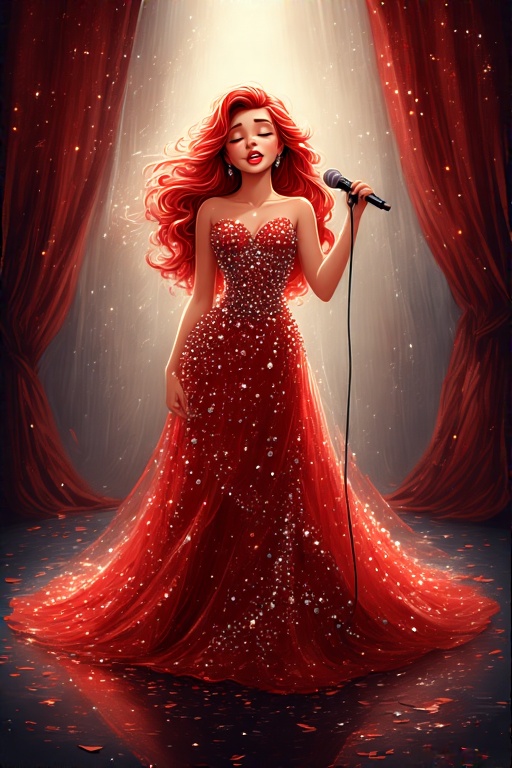 Disney-style-Ariel-singing-on-2