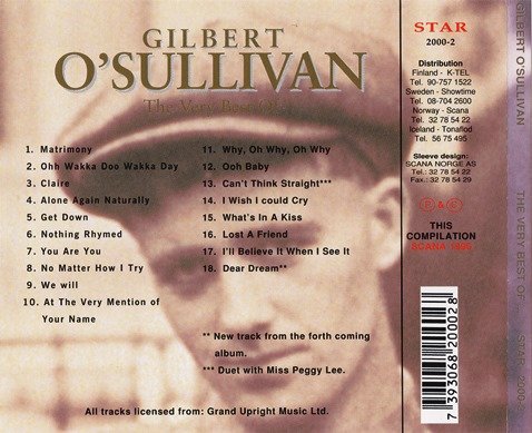 Gilbert O'Sullivan - The Very Best of Gilbert O'Sullivan (1996) Lossless+MP3 Gilbert O'Sullivan - The Very Best of Gilbert O'Sullivan (1996) Lossless+MP3