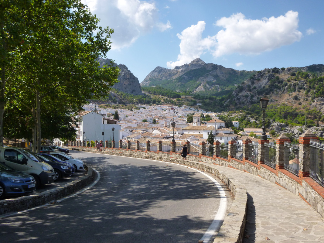 Panorama over the whole village, white houses with terracotta orange roof slates