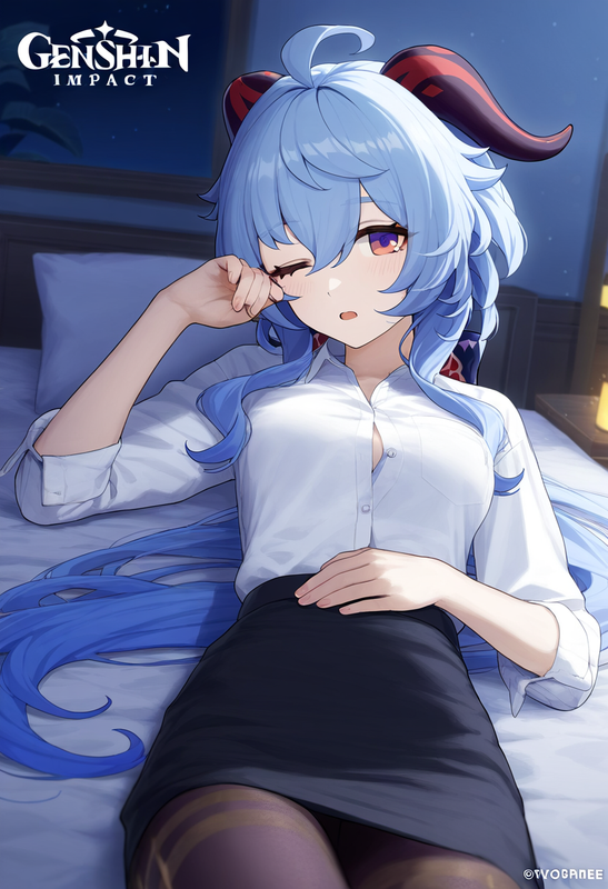 1girl, ganyu (genshin impact), genshin impact, official art, depth of field, alt s-1000461850