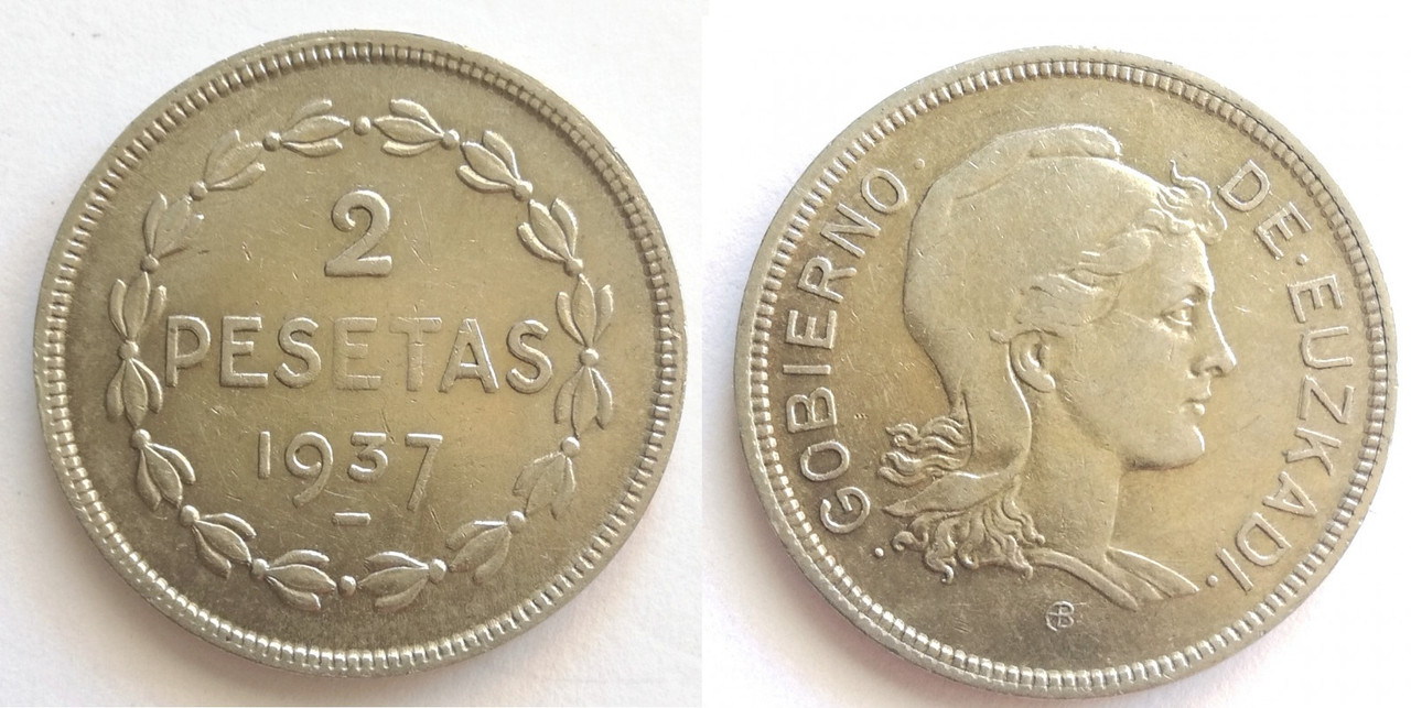 Euzkadi - Las Monedas de Euzkadi de 1937 fueron diseñadas por Armand Bonnetain (AB) - Página 3 2-pesetas-reverso