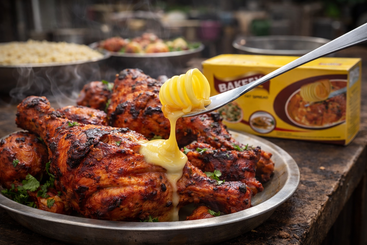 Bakesy Fat Spread usage demonstration — cooking, naan application and bakery use