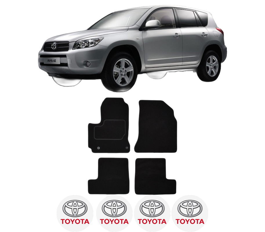 Set Covorase Presuri TOYOTA RAV 4 III (_A3_) din 2005-2013, Auto, Material Textil Mocheta, 4 Stickere auto cu TOYOTA
