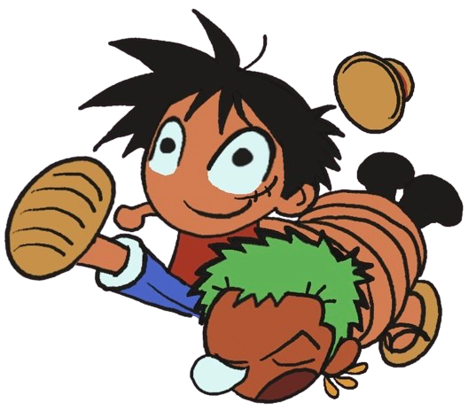 luffy carrying a sleeping zoro