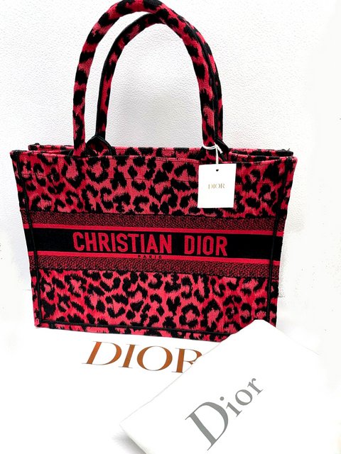 CHRISTIAN DIOR $3,600 2022 Raspberry Red Oblique Canvas BOOK TOTE