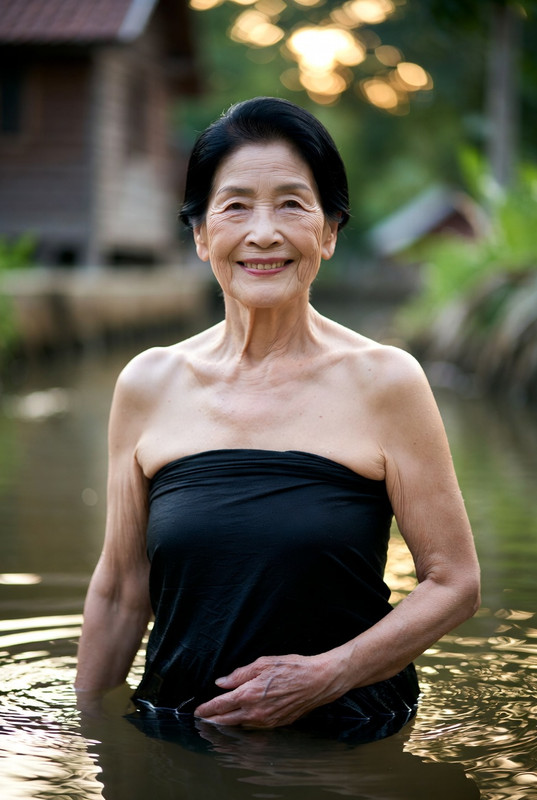 Grok ค ณยายอาบน ำคลอง 036