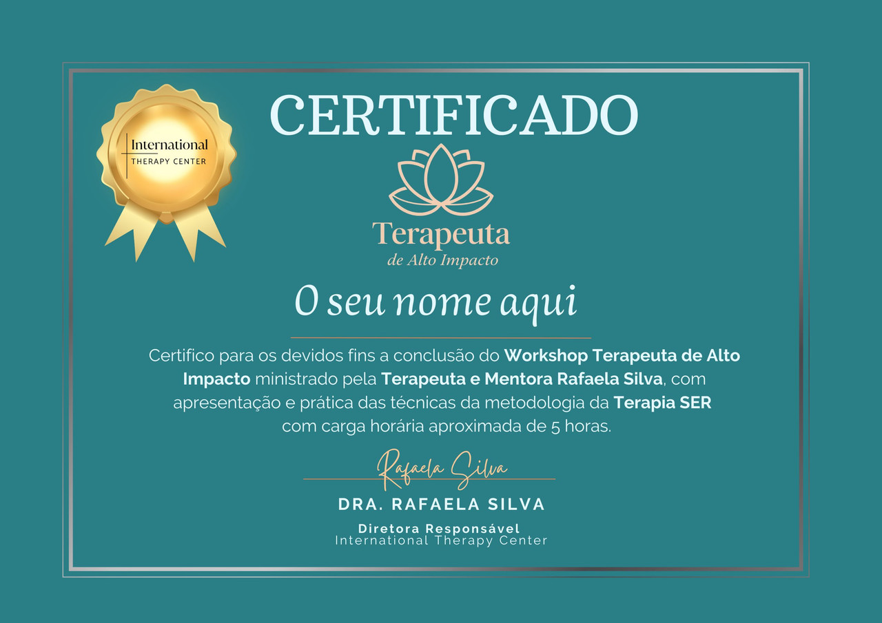 Certificado de Participação do Workshop Terapeuta de Alto Impacto