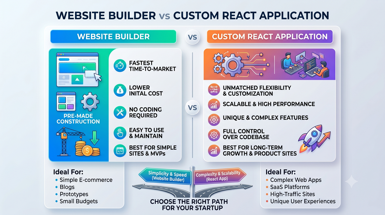 Why Startups Choose Custom React Web Applications Instead of Website Builders (2026 Guide) | AbuQitmirLabs