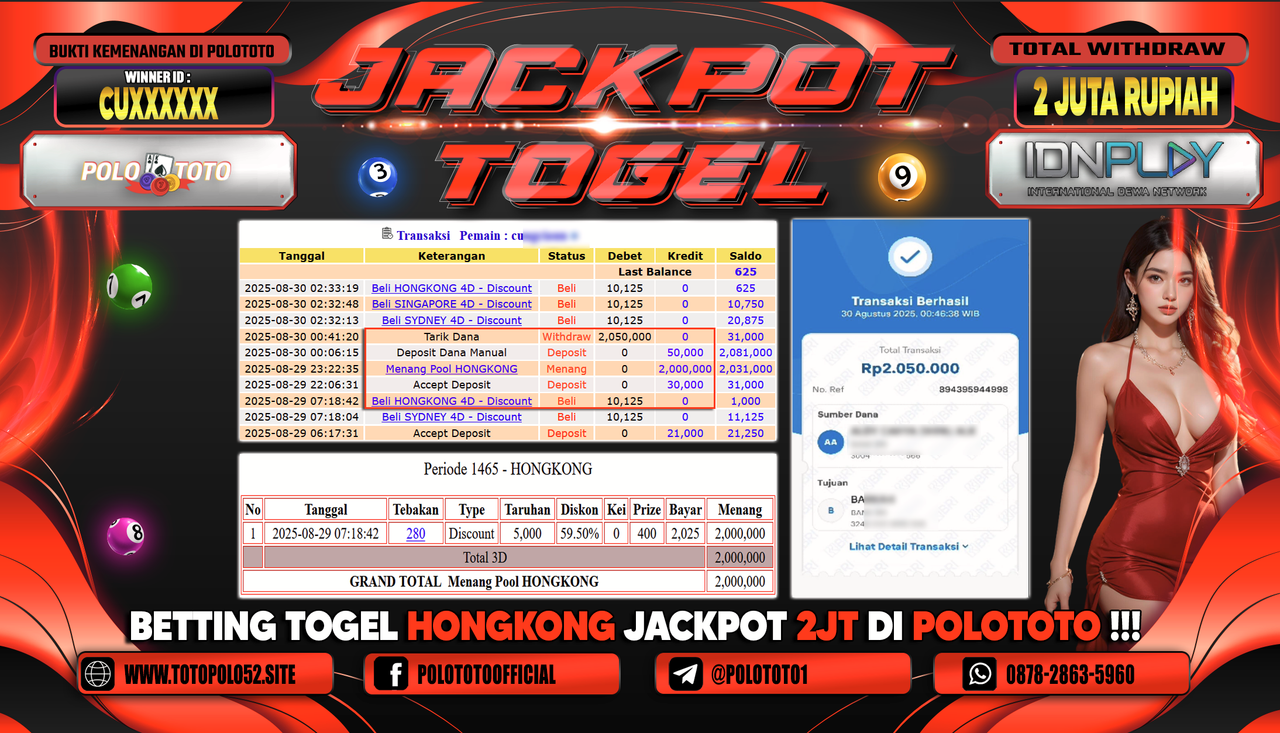 POLOTOTO JACKPOT TOGEL HONGKONG LOTTO Rp.2.050.000,-