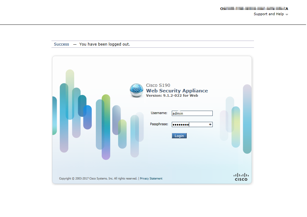 Cisco Web Security Appliance (WSA) S190 -  Web GUI