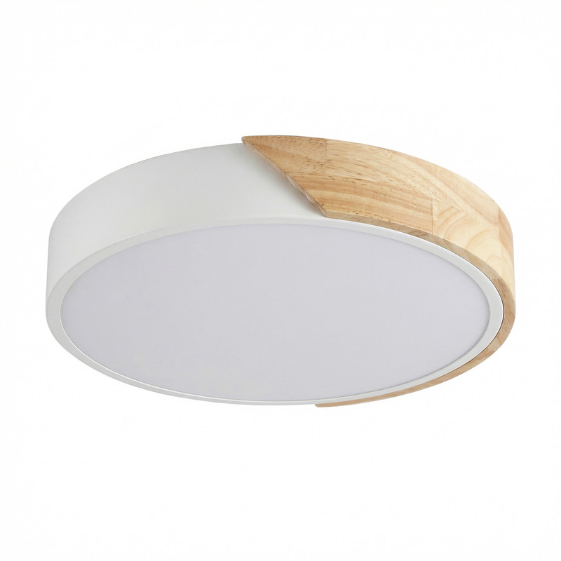 Plafonnier LED effet bois blanc