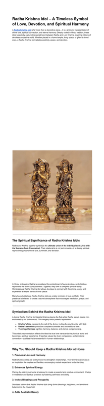 Radha Krishna Idol A Timeless Symbol of Love Devotion and Spiritual Harmony