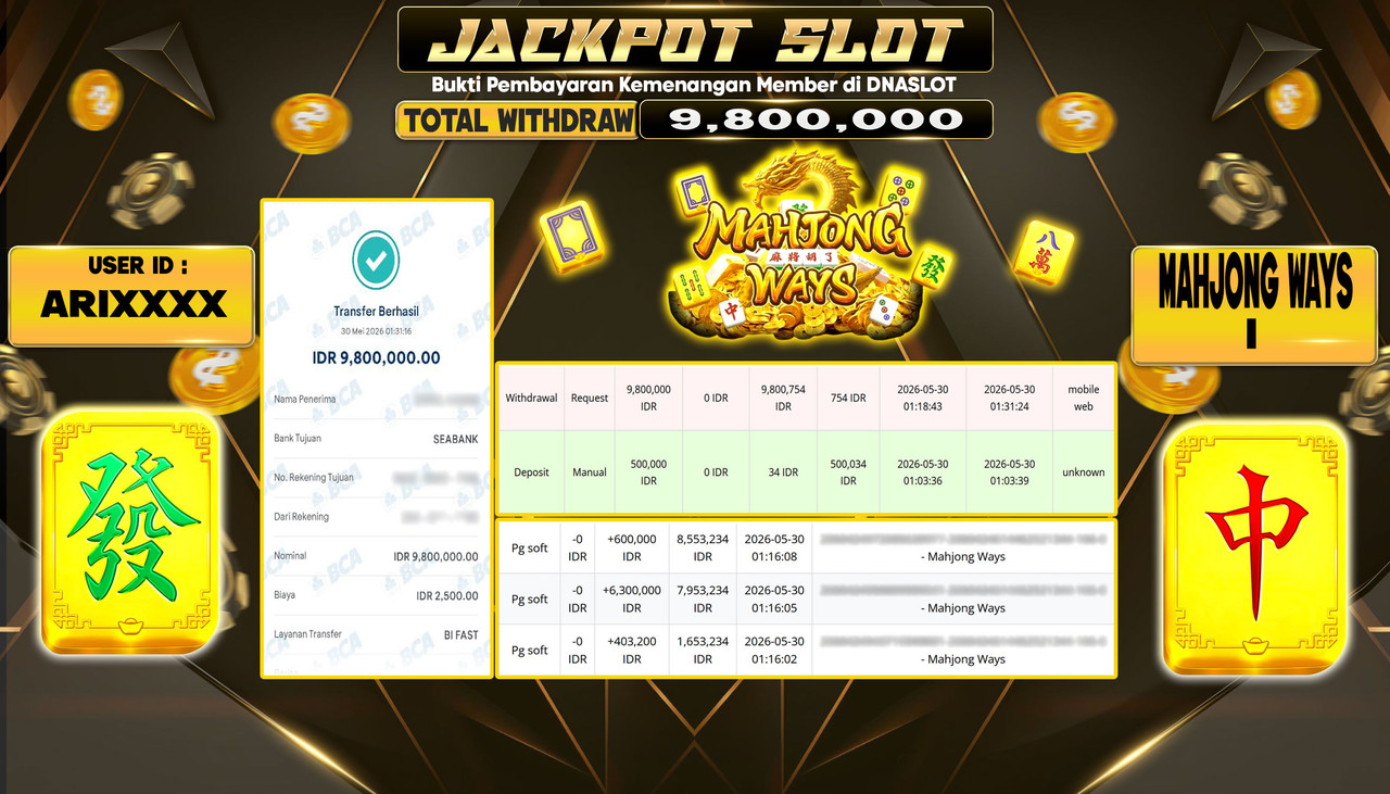 JACKPOT SLOT MAHJONG WAYS 1 30 MAY 2026