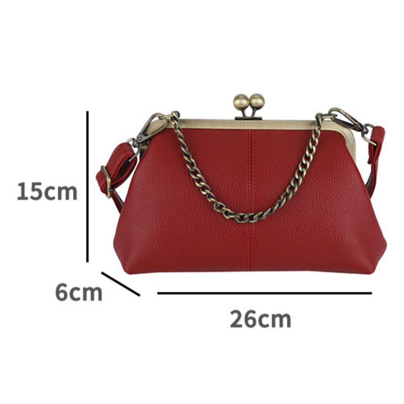 Light Purple Retro Women's Shell Handbag - European Style Clip Lock Closure PU Clutch/Shoulder Bag with Chain Strap