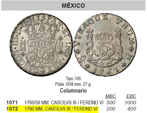 8 Reales 1760 Columnario 1760