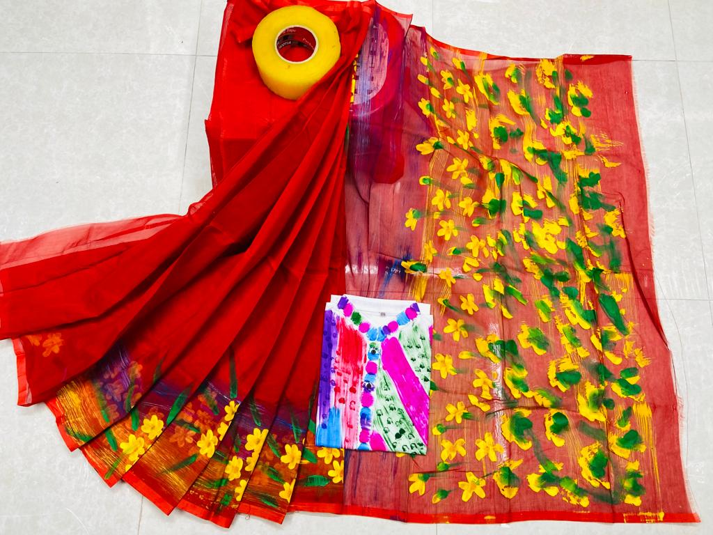 Hand Print Sharee Panjabi Couple Set