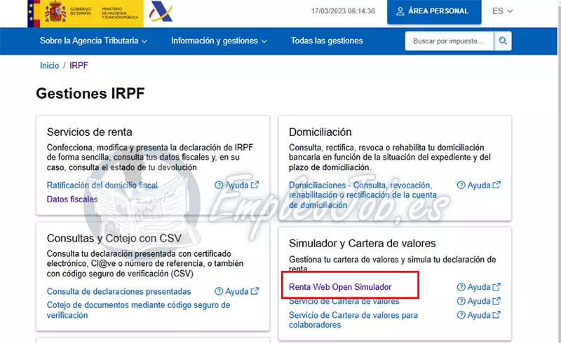 Acceso renta web open simulador 