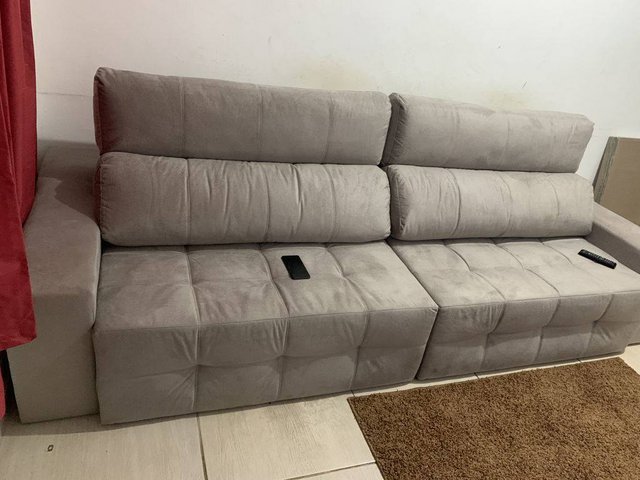 Sofá 5 Lugares Connect Retrátil e Reclinável Pena – Camurça 2,90m