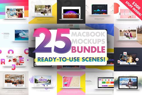 25 MacBook Mockups Bundle