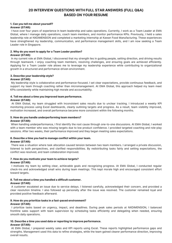 20 Interview Q&A page 1