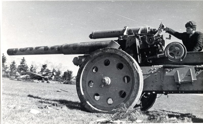 Мощное дальнобойное орудие, брошенное фашистами при отступлении.
