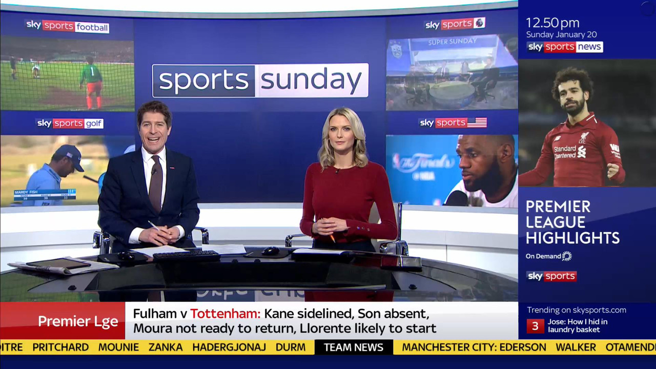 20 January - 12.00.00 - Sports Sunday. Stay in touch with the ne