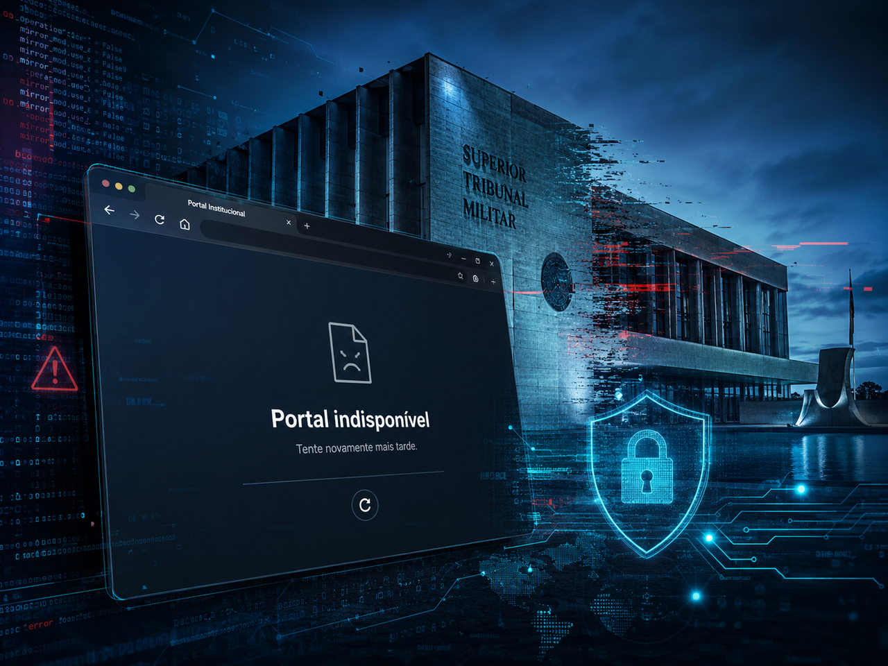 Incidente cibernético derruba portal do STM e expõe fragilidade silenciosa do Estado digital