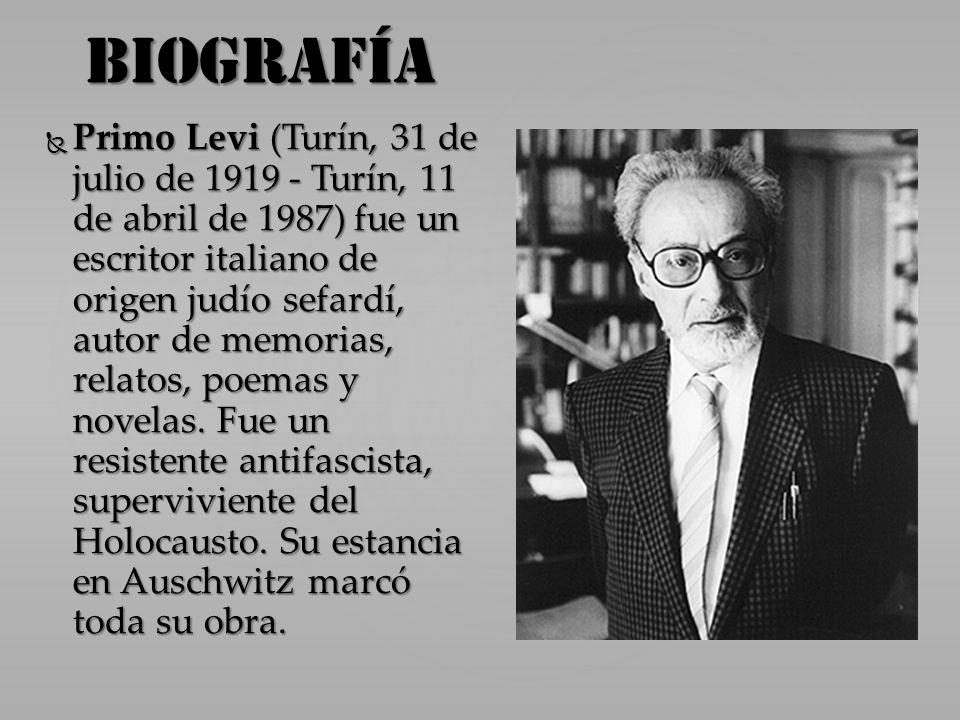 Portada - Primo Levi: Bibliografía