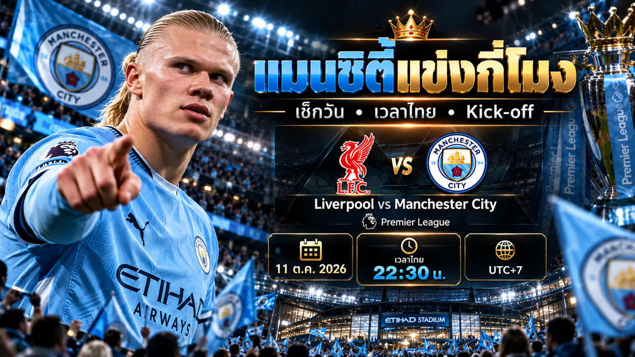 แมนซิตี้แข่งกี่โมง เช็กเวลาแข่งขันแมนซิตี้