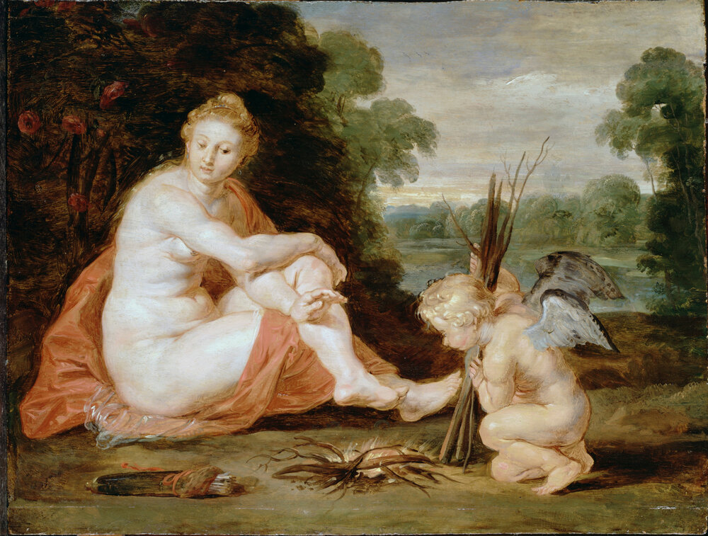 Venus and Cupid Poster   Baroque Mythological Wall Art - 16x12