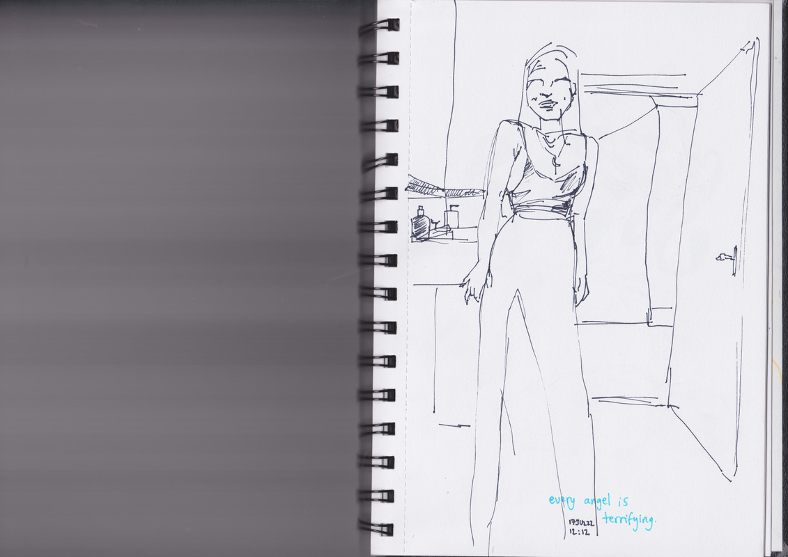 scanned sketch of female figure