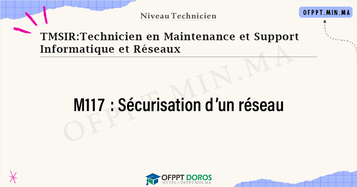 Sommaire détaillé du cours Sécurisation d’un réseau M117 OFPPT - Structure du module