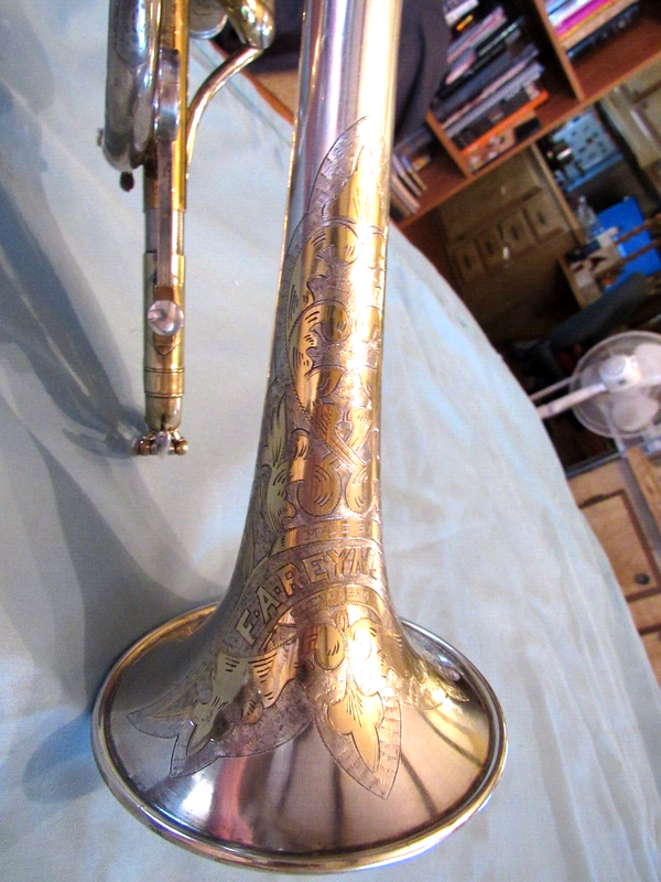 F. A. Reynolds 1942 60B Professional Cornet w Sterling Silver Bell Gold trim SN 3245 (2)