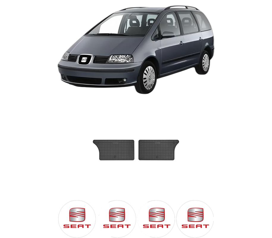 Set covorase presuri SEAT ALHAMBRA (7V8, 7V9) din 1996-2010, auto, din cauciuc thermoplastic, 4 Stickere auto cu SEAT