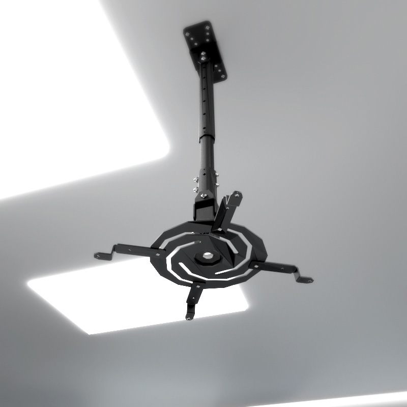 Soporte universal KlipXtreme instalado en un techo con un proyector.