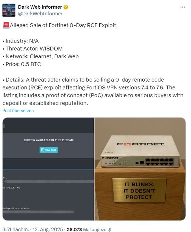 Fortinet RCE 0-day