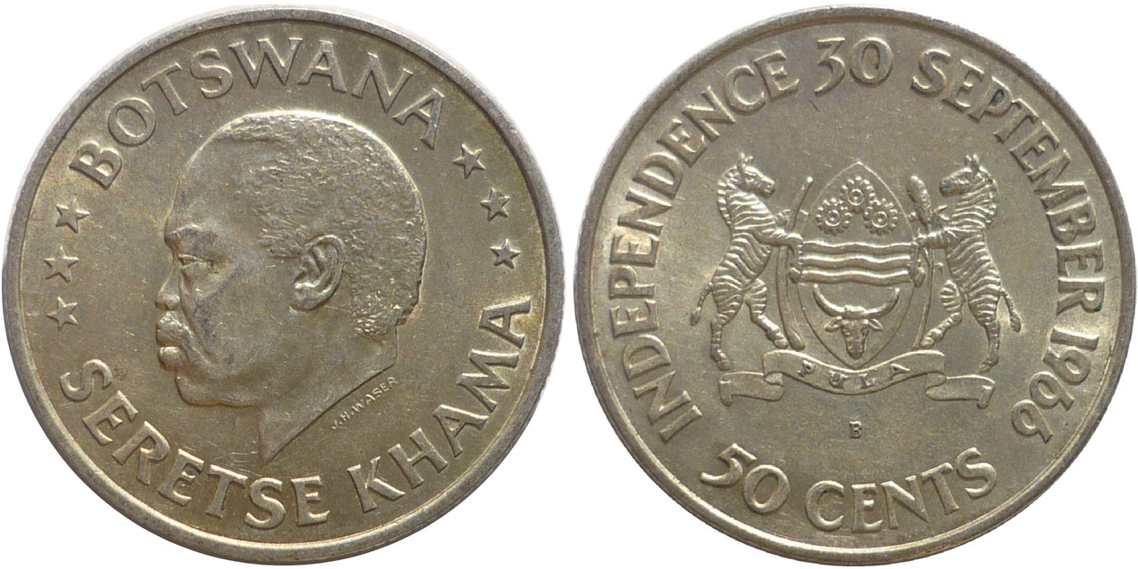 BOTSWANA - 50 Cents 1966 (Independence) Botswana_-_1_50_Cents_1966