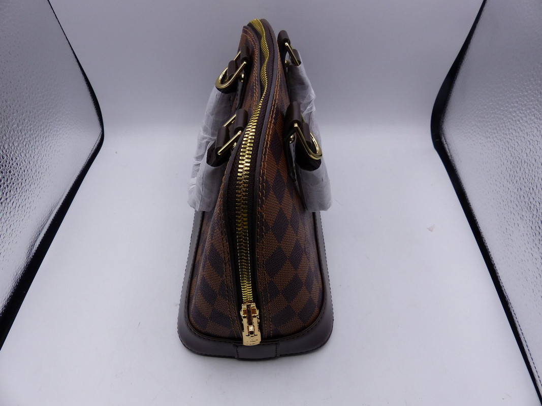 LOUIS VUITTON DAMIER ALMA PM HAND BAG EBENE BROWN PURSE