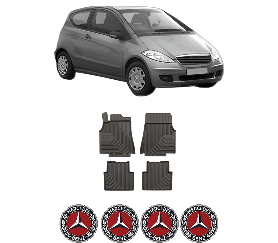 Set covorase presuri MERCEDES-BENZ A-CLASS (W169) din 2004-2012, auto, din cauciuc thermoplastic, 4 Stickere auto cu MERCEDES-BENZ