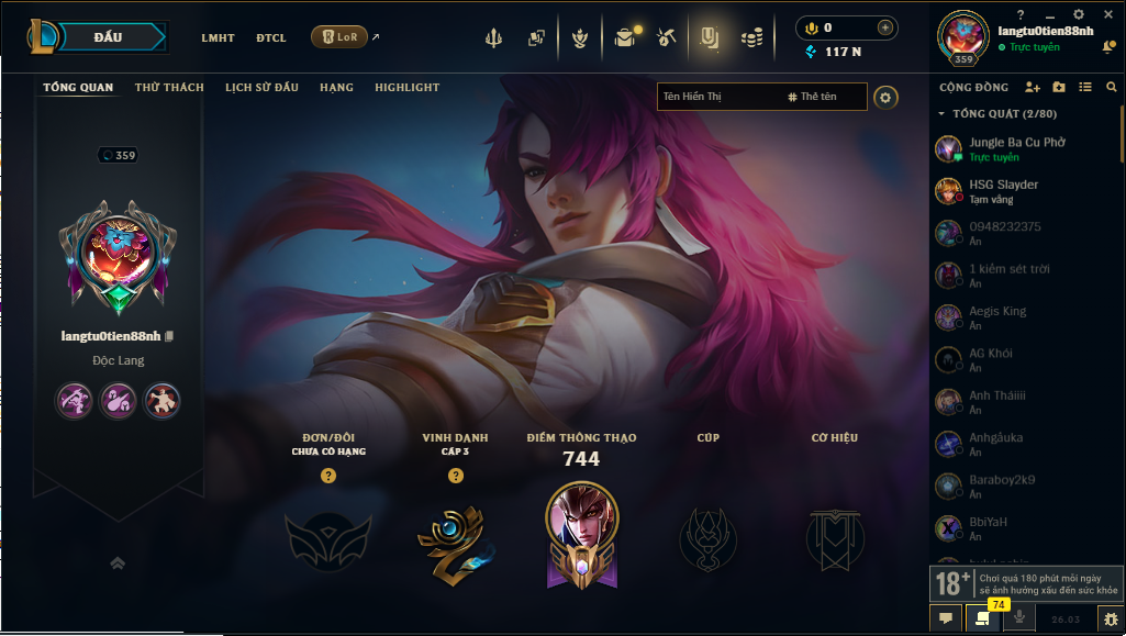 Acc LMHT # - Không Khung